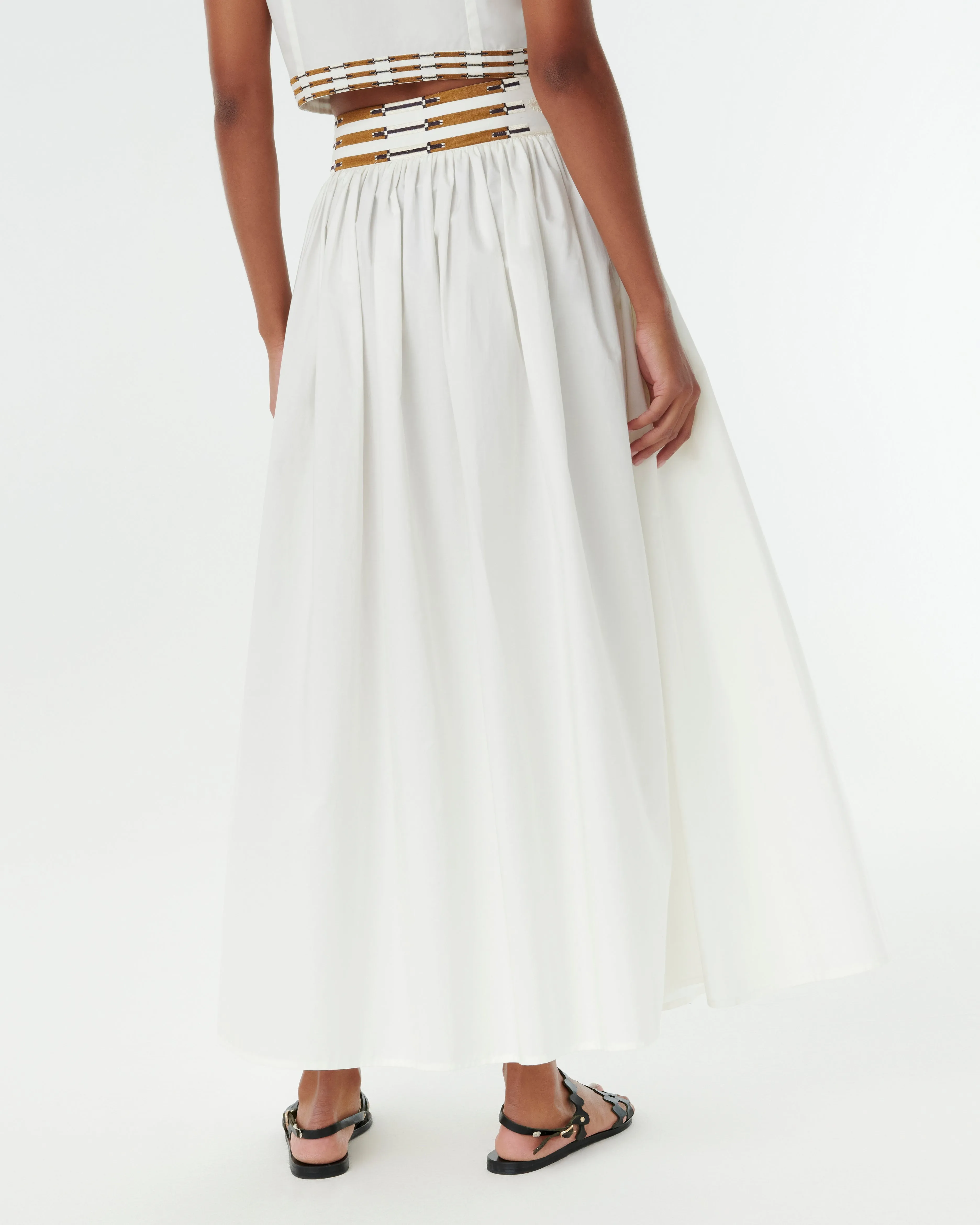 Ombretta Skirt with Greek Rooster Embroidery