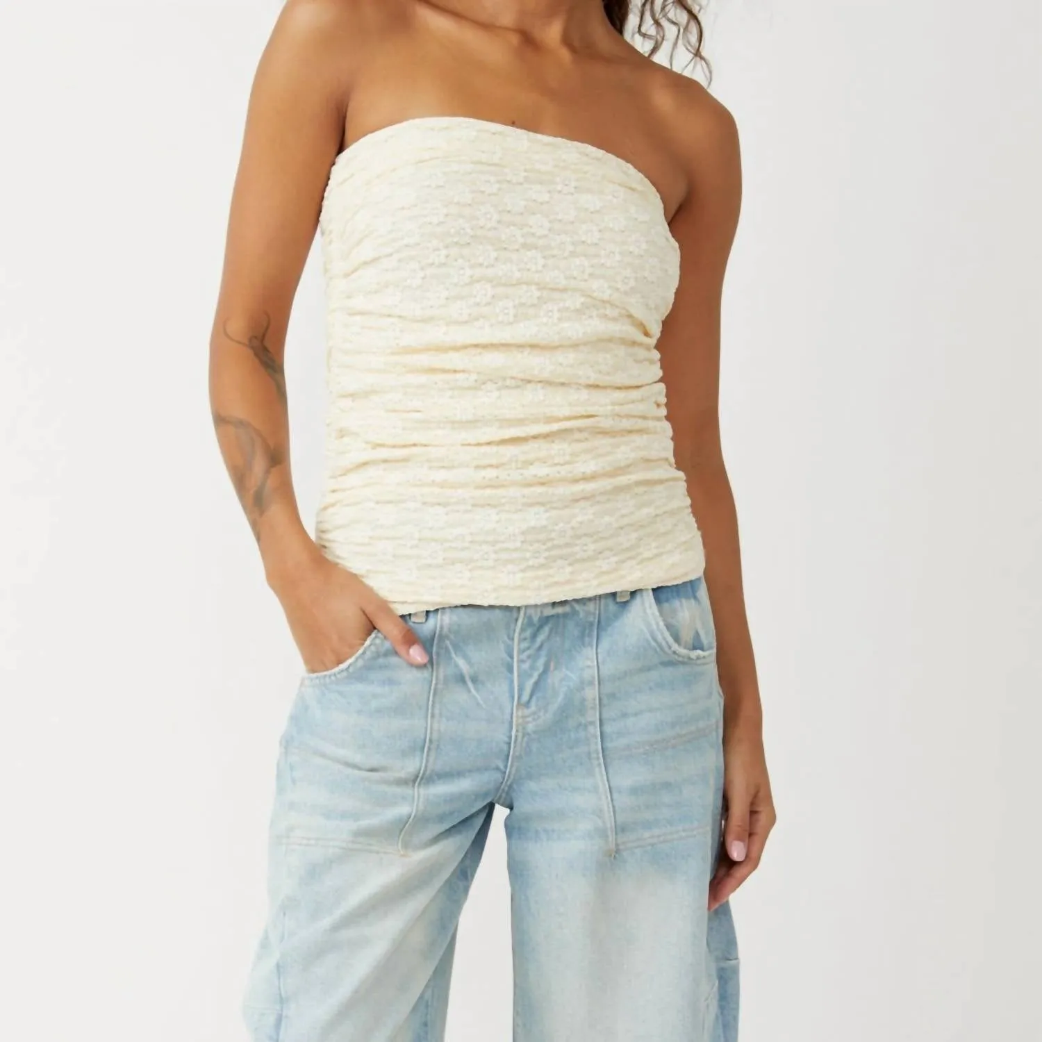 Ona Convertible Ruched Skirt In White