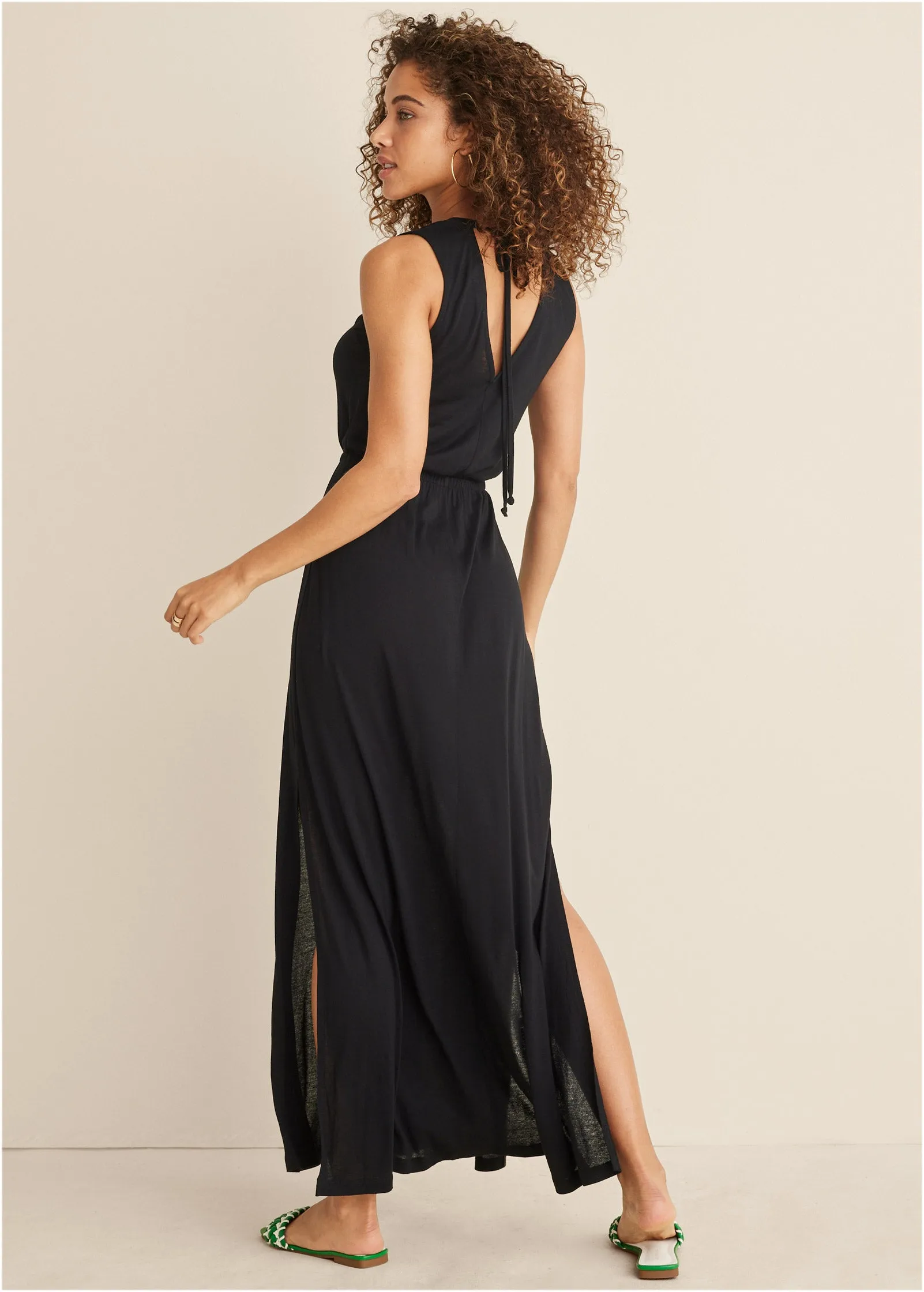 Open Back Maxi Dress - Black