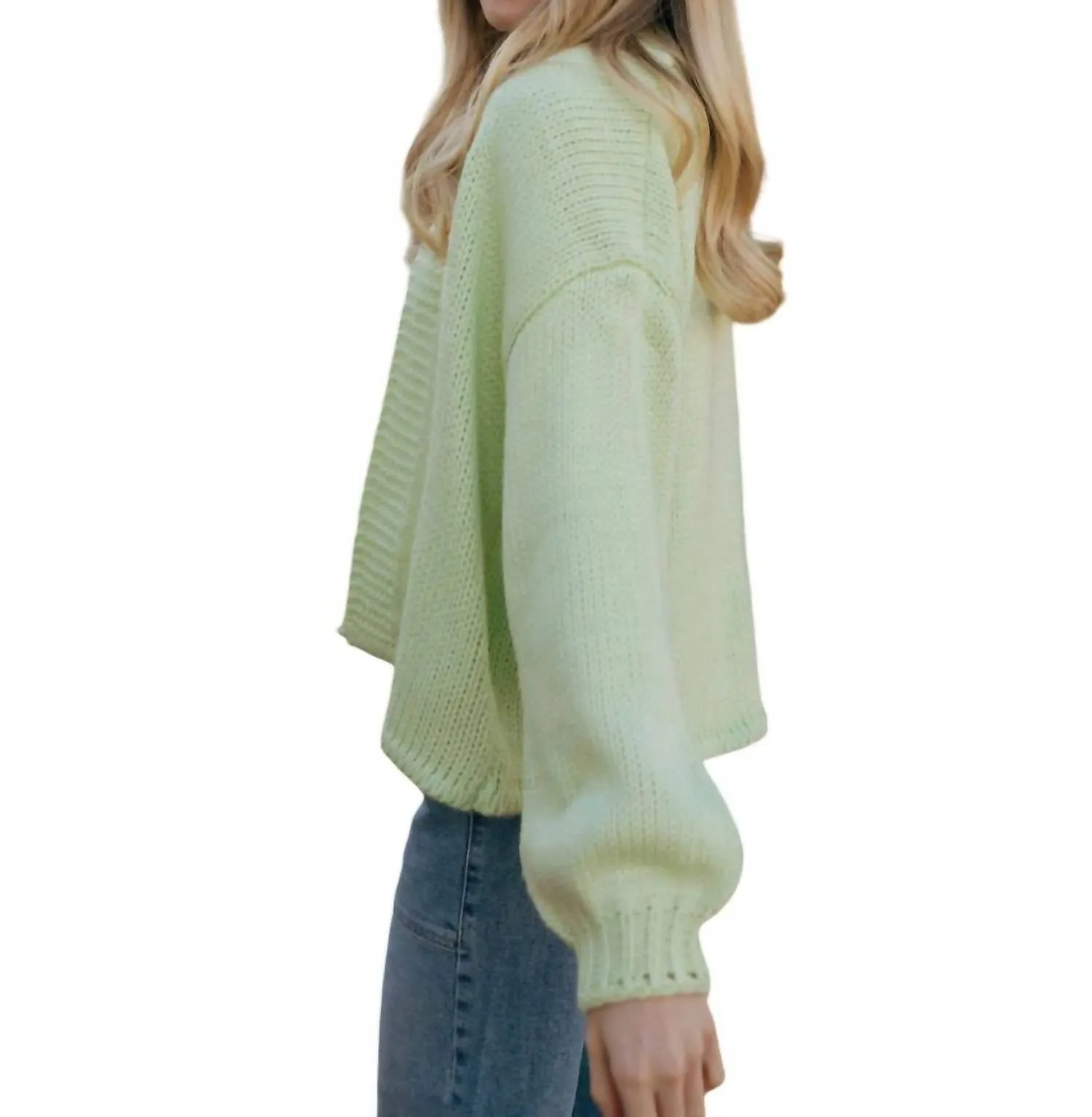 Open Front Cardigan In Green
