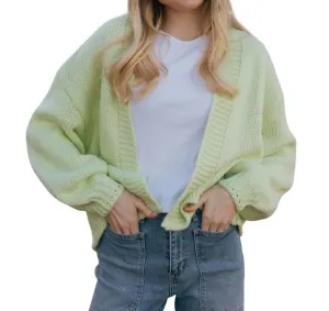 Open Front Cardigan In Green
