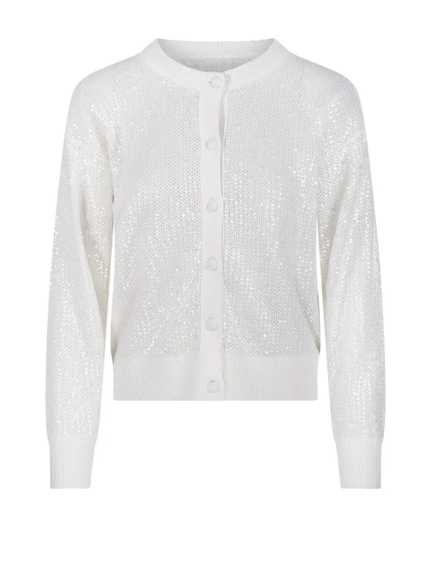 Open-Knit Cardigan With Shimmering Finish