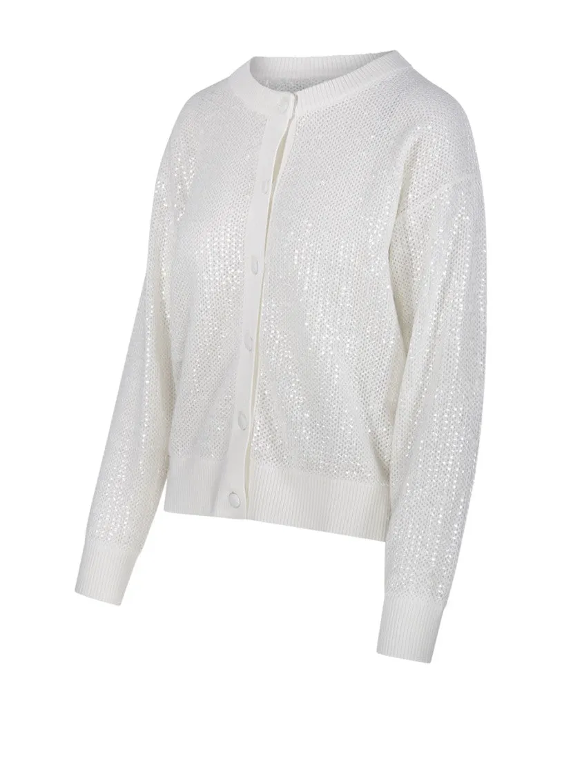 Open-Knit Cardigan With Shimmering Finish
