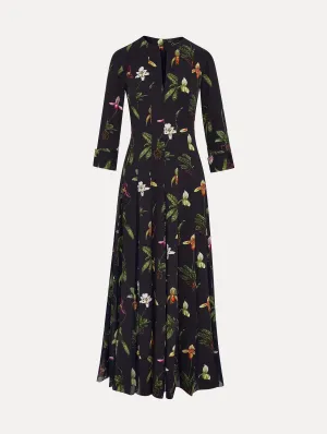 Orchid Cady Inset 3/4 Sleeve Dress