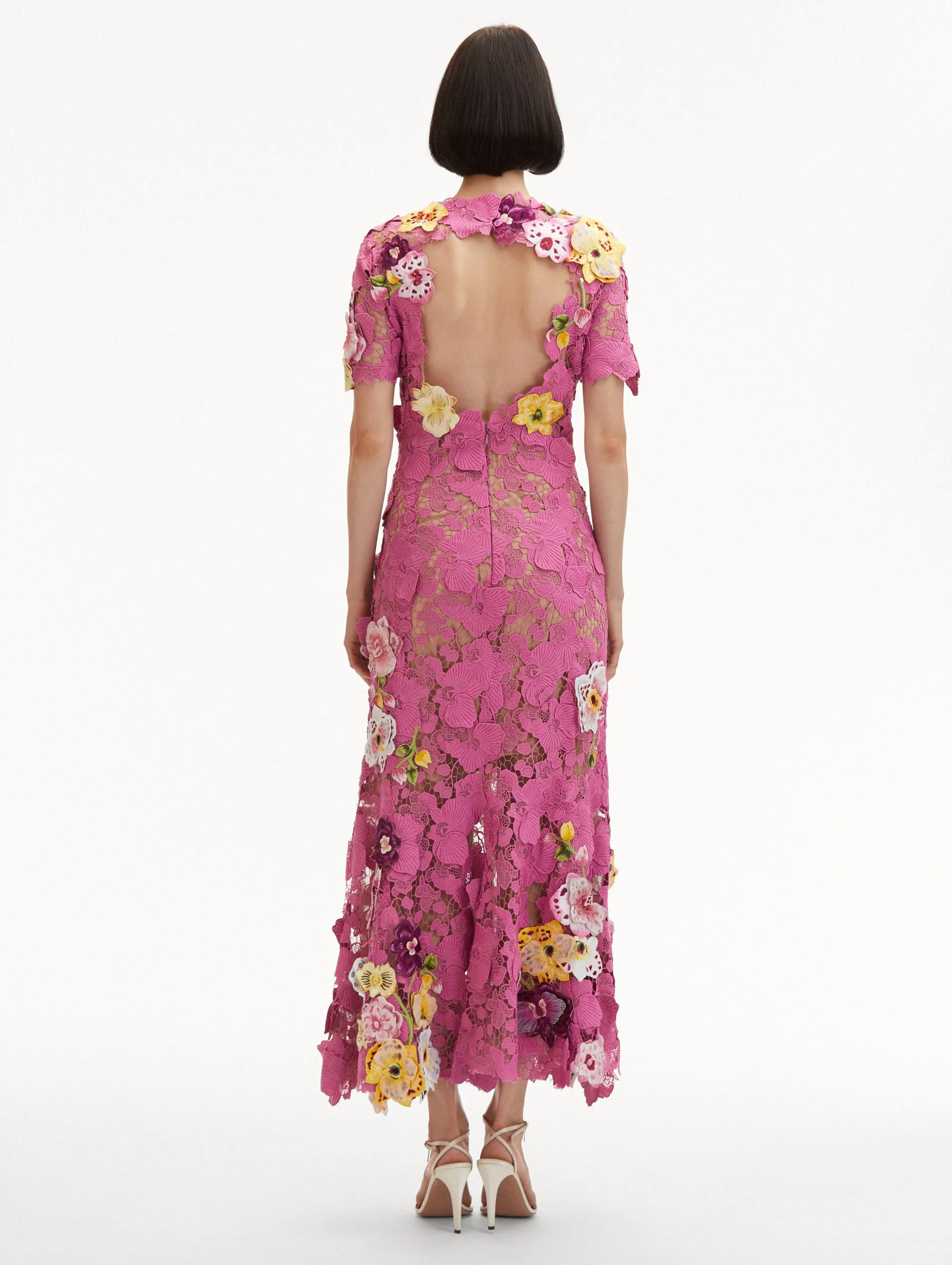 Orchid Embroidered Guipure Gown