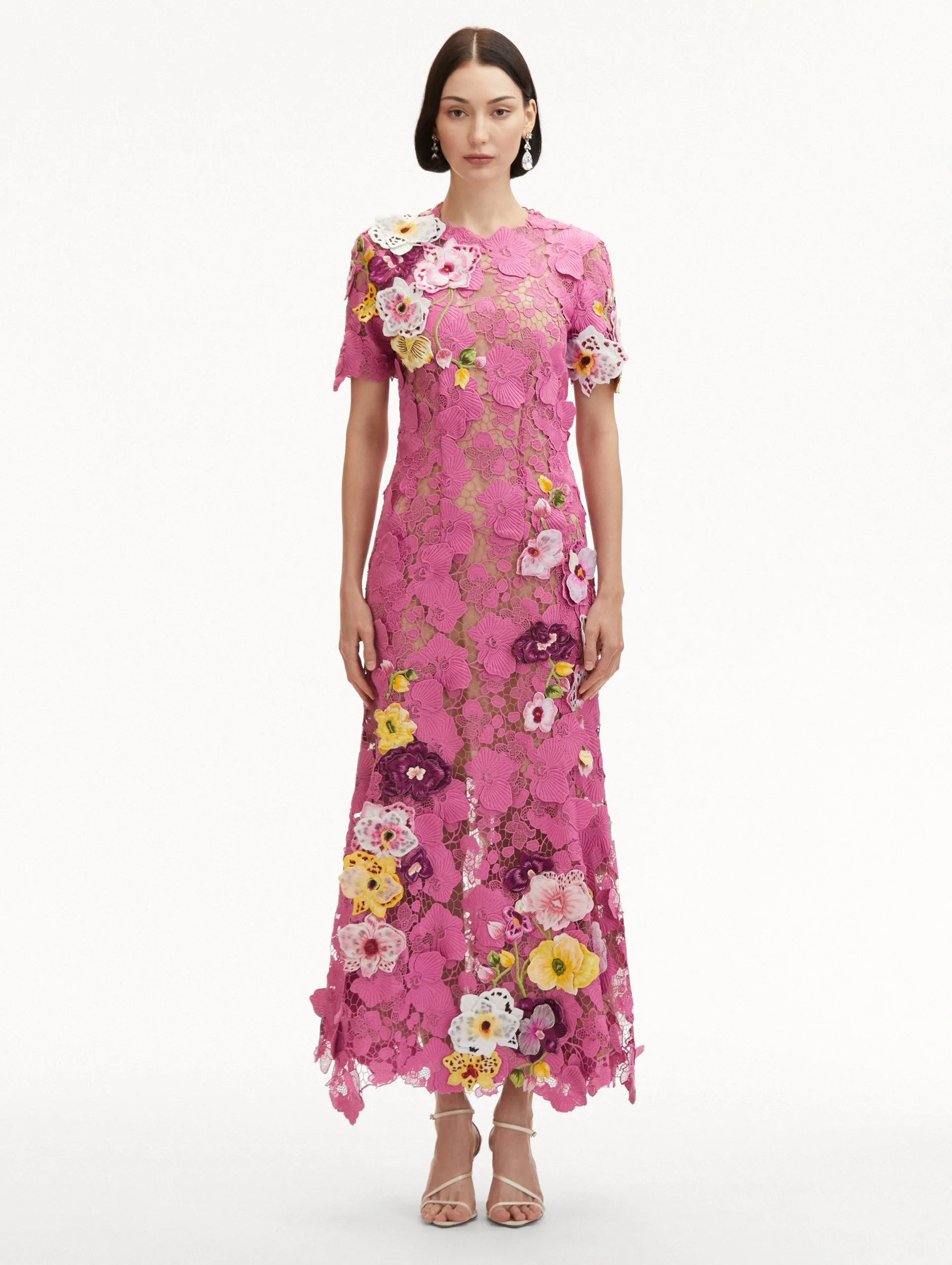 Orchid Embroidered Guipure Gown