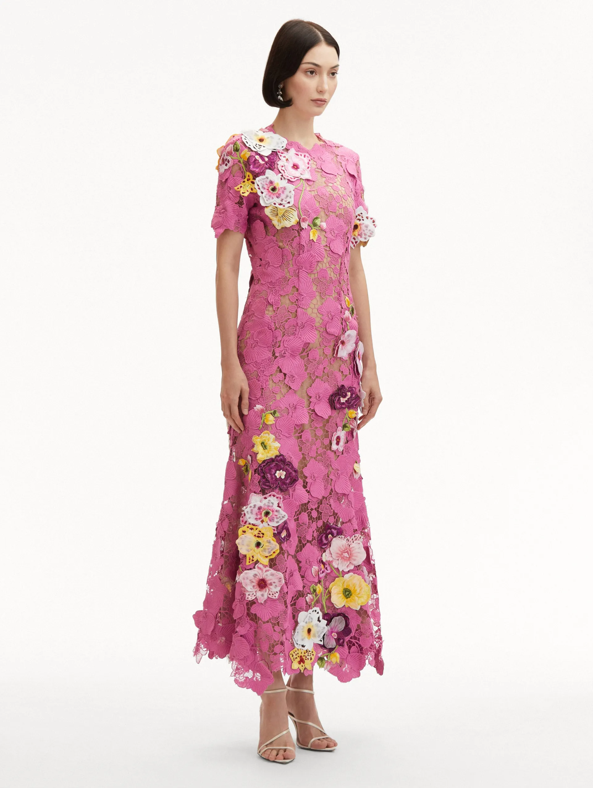 Orchid Embroidered Guipure Gown