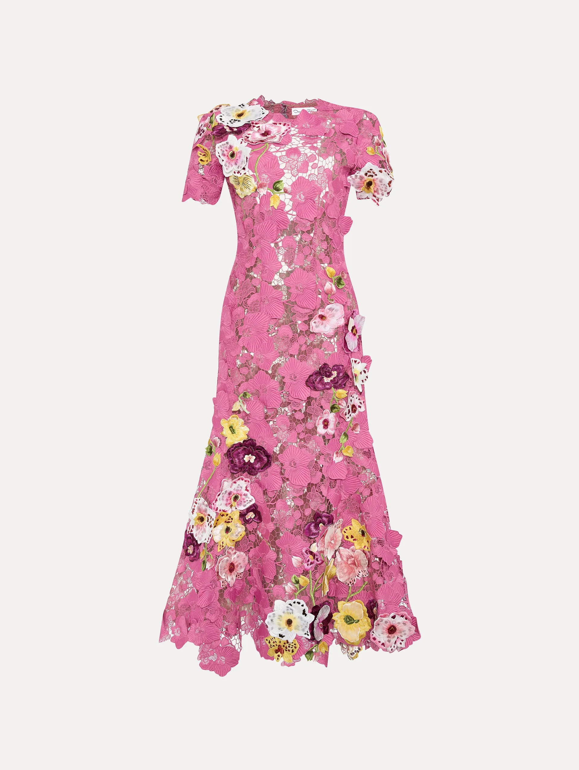 Orchid Embroidered Guipure Gown