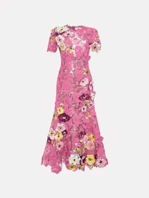 Orchid Embroidered Guipure Gown