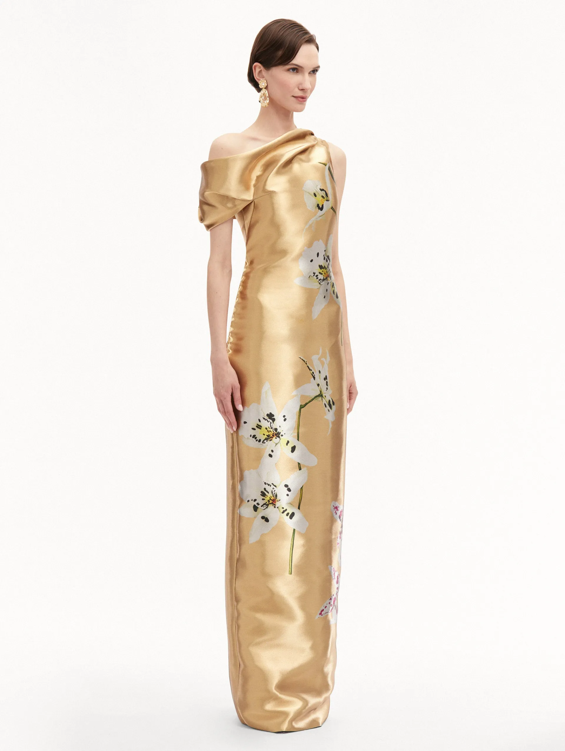 Orchid Gold Metal Organza Gown