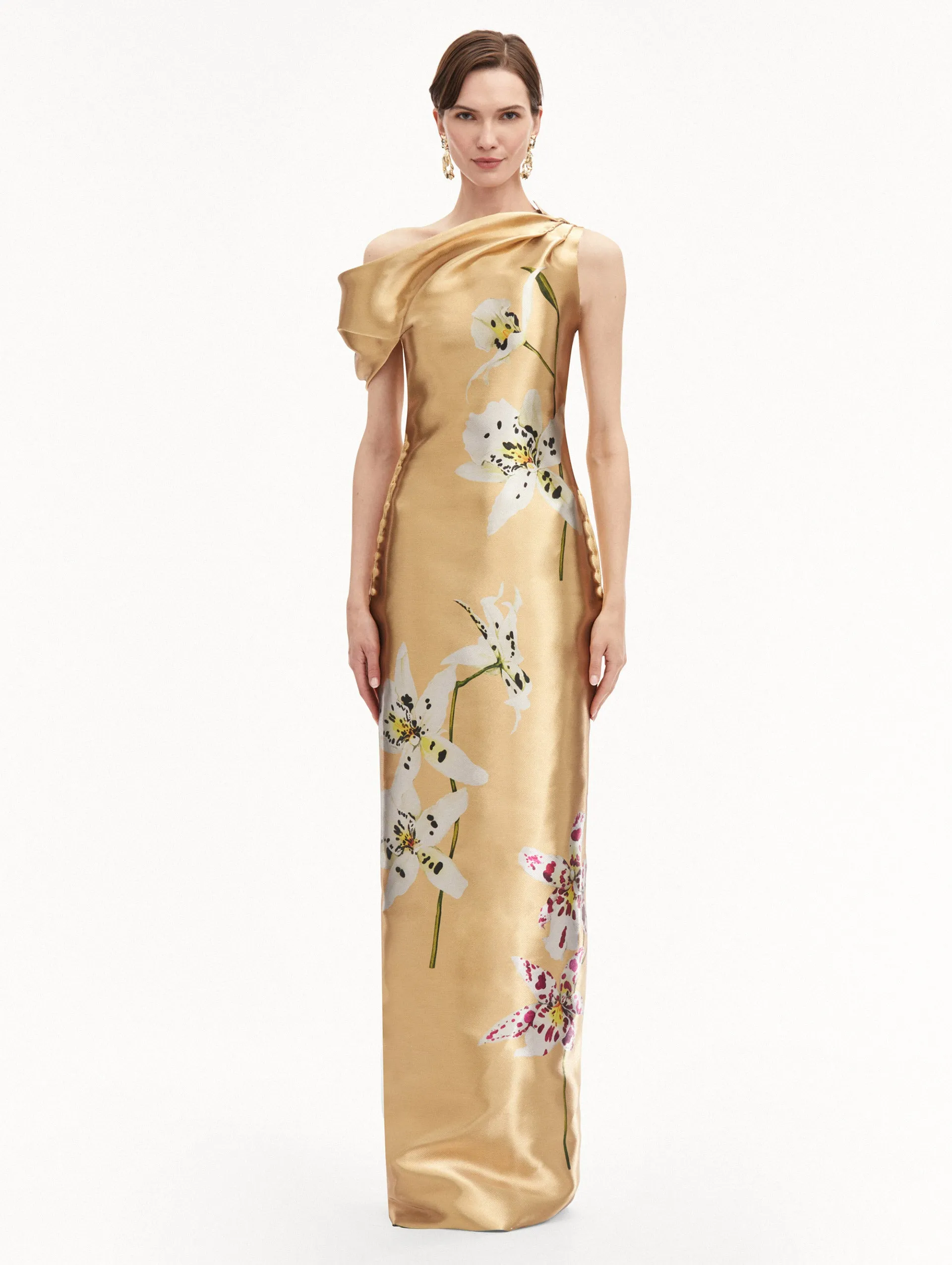 Orchid Gold Metal Organza Gown