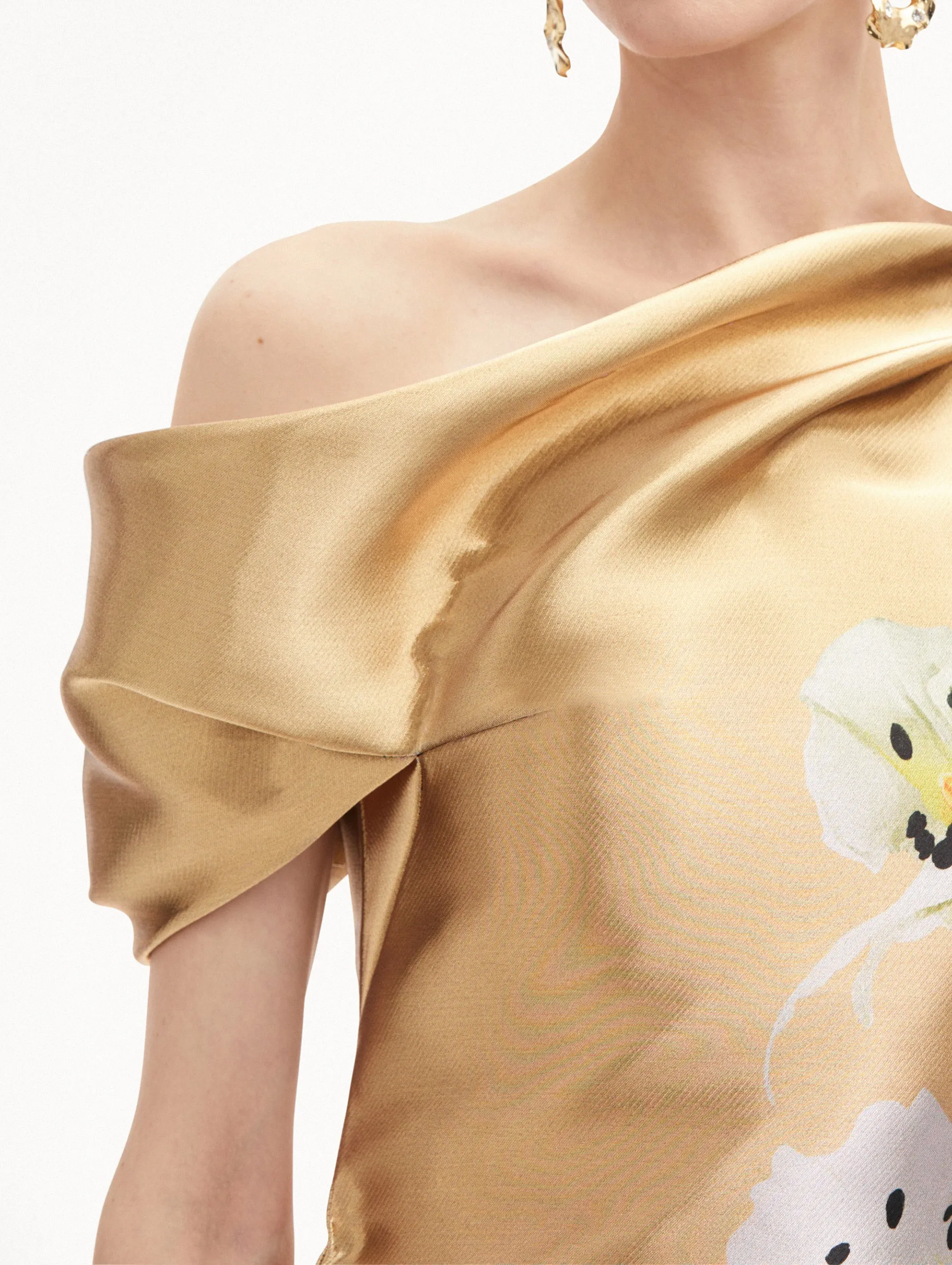 Orchid Gold Metal Organza Gown