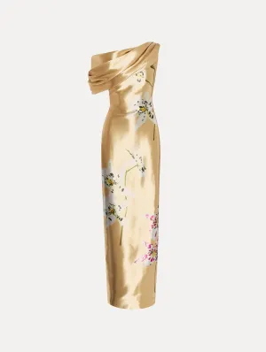Orchid Gold Metal Organza Gown