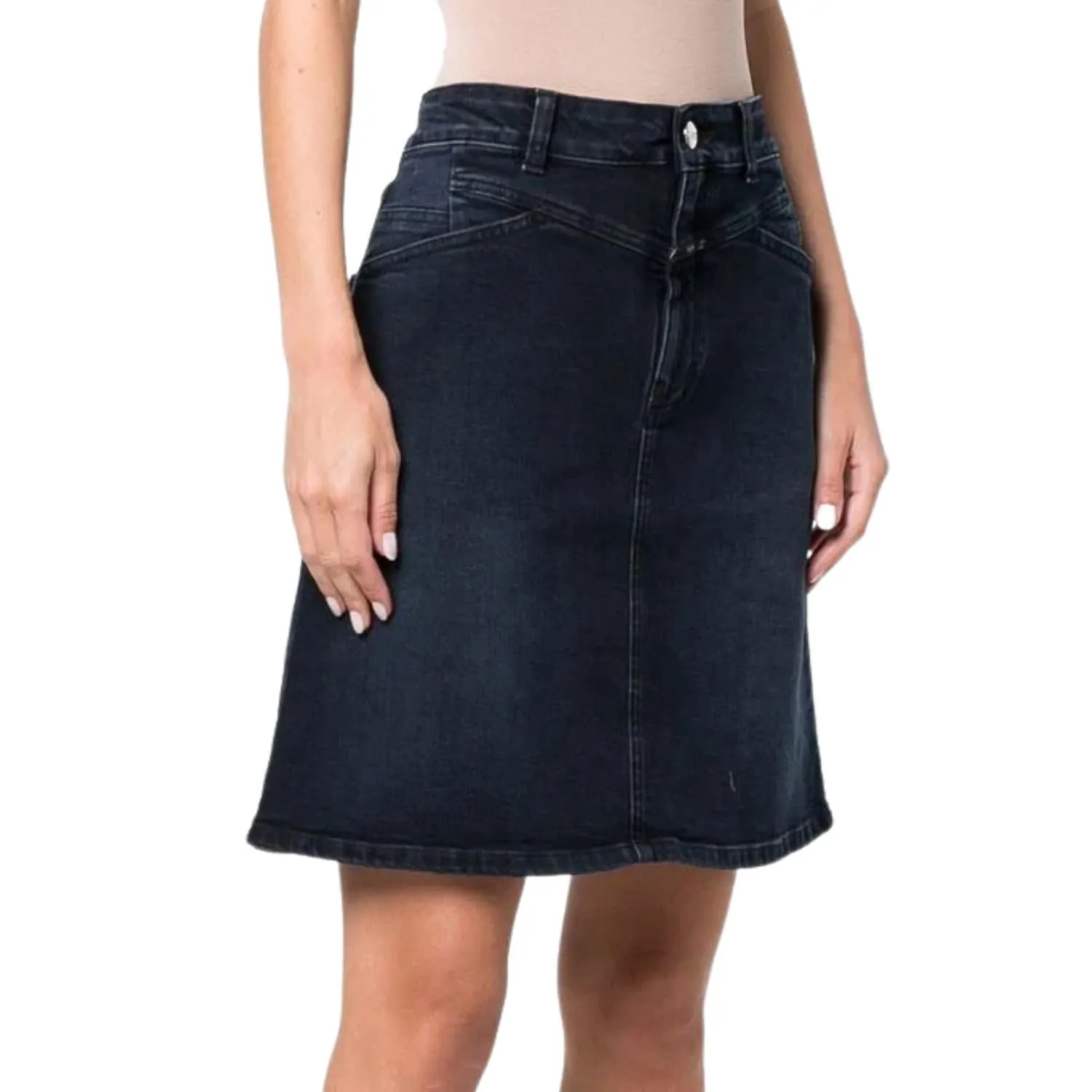 Organic Denim Mini Skirt In Blue/black