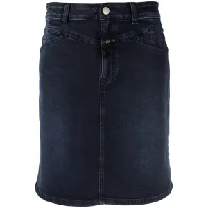 Organic Denim Mini Skirt In Blue/black