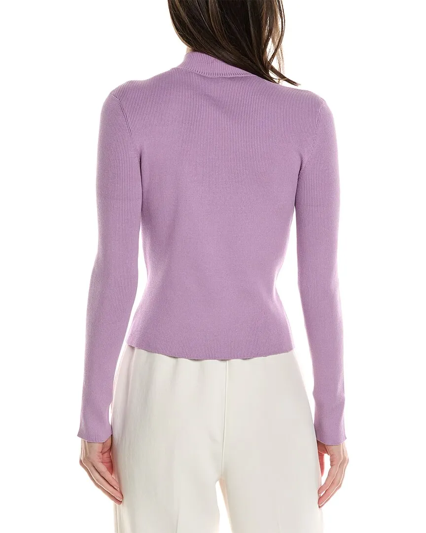 Oscar de la Renta Mock Neck Silk-Blend Sweater