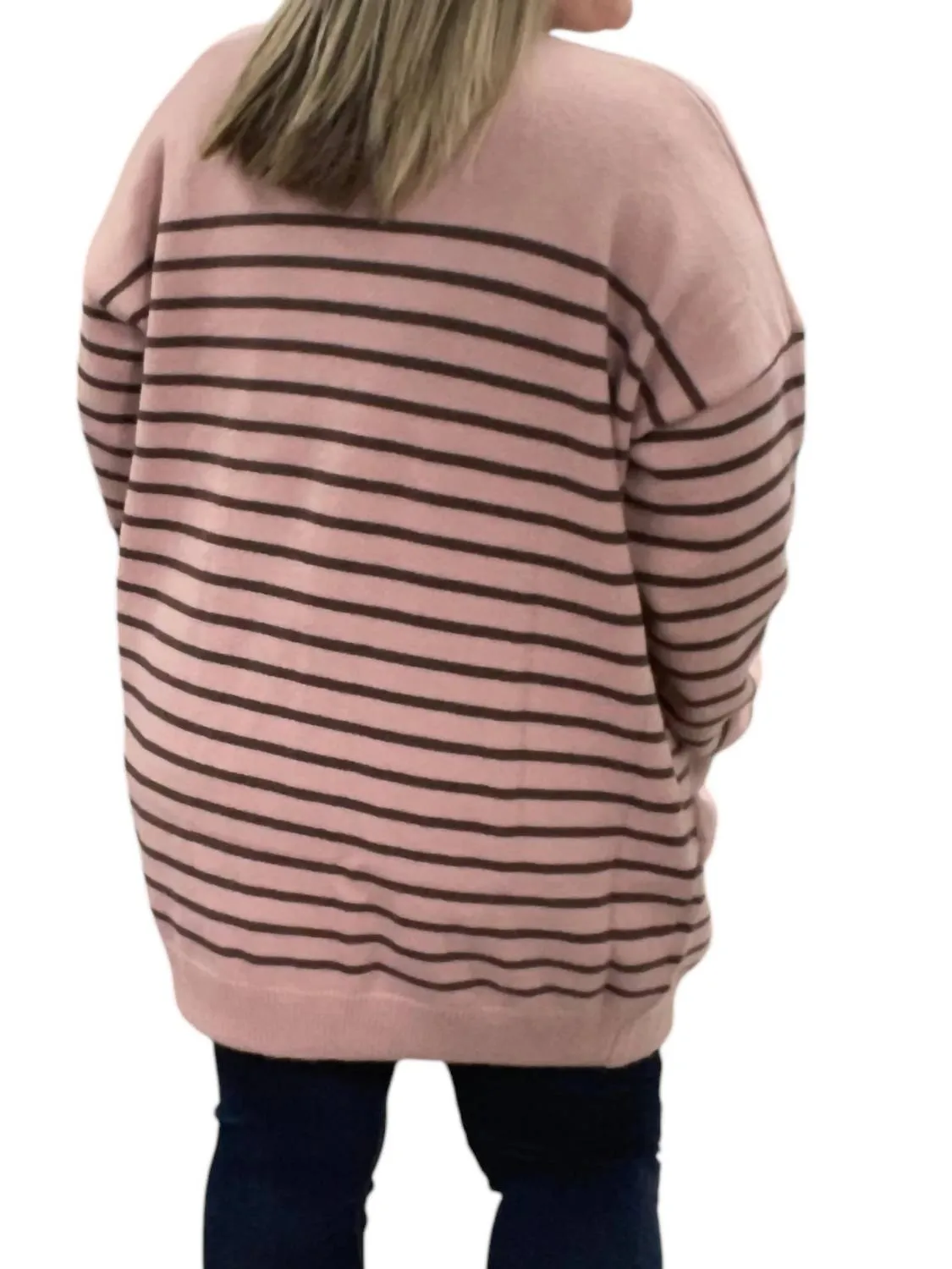 Oversized Pocket Cardigan In Dusty Pink