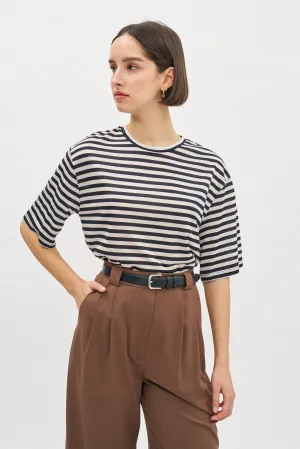 Oversized T Stripes Black-Beige
