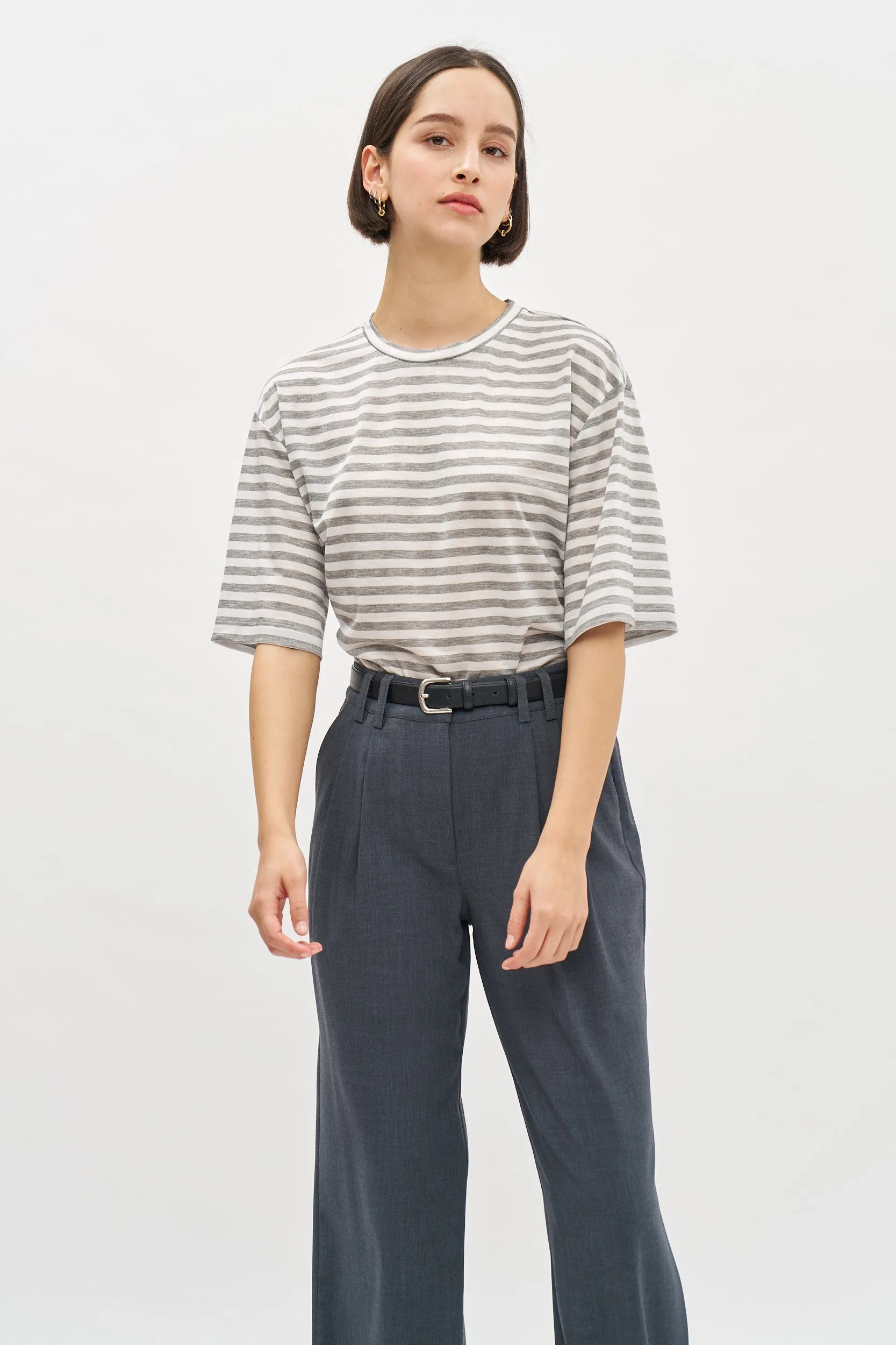 Oversized T Stripes Grey-White