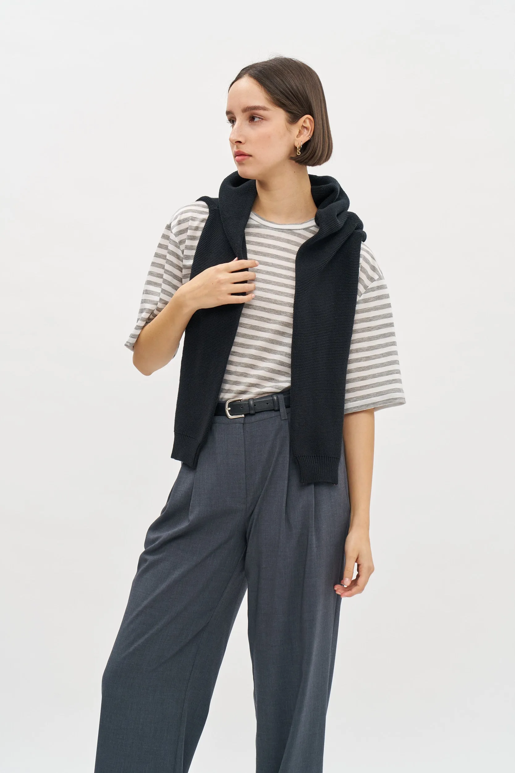 Oversized T Stripes Grey-White