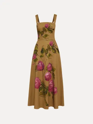 Painted Roses Cotton Twill Dress