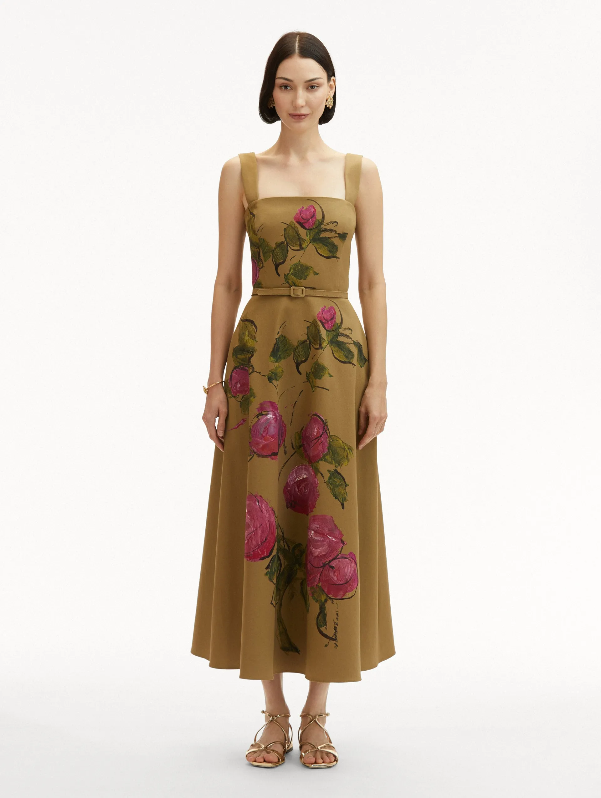 Painted Roses Cotton Twill Dress