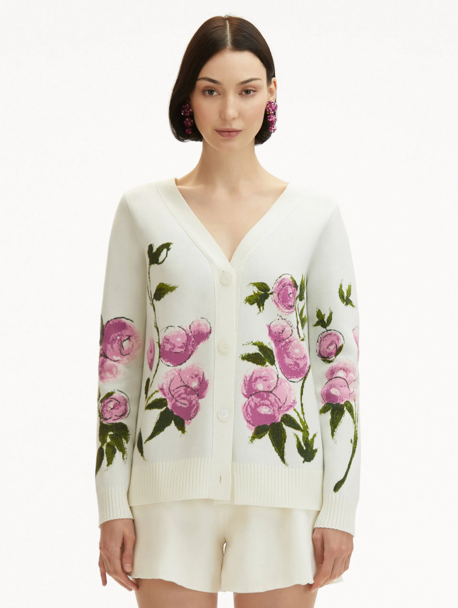 Painted Roses Jacquard Cardigan