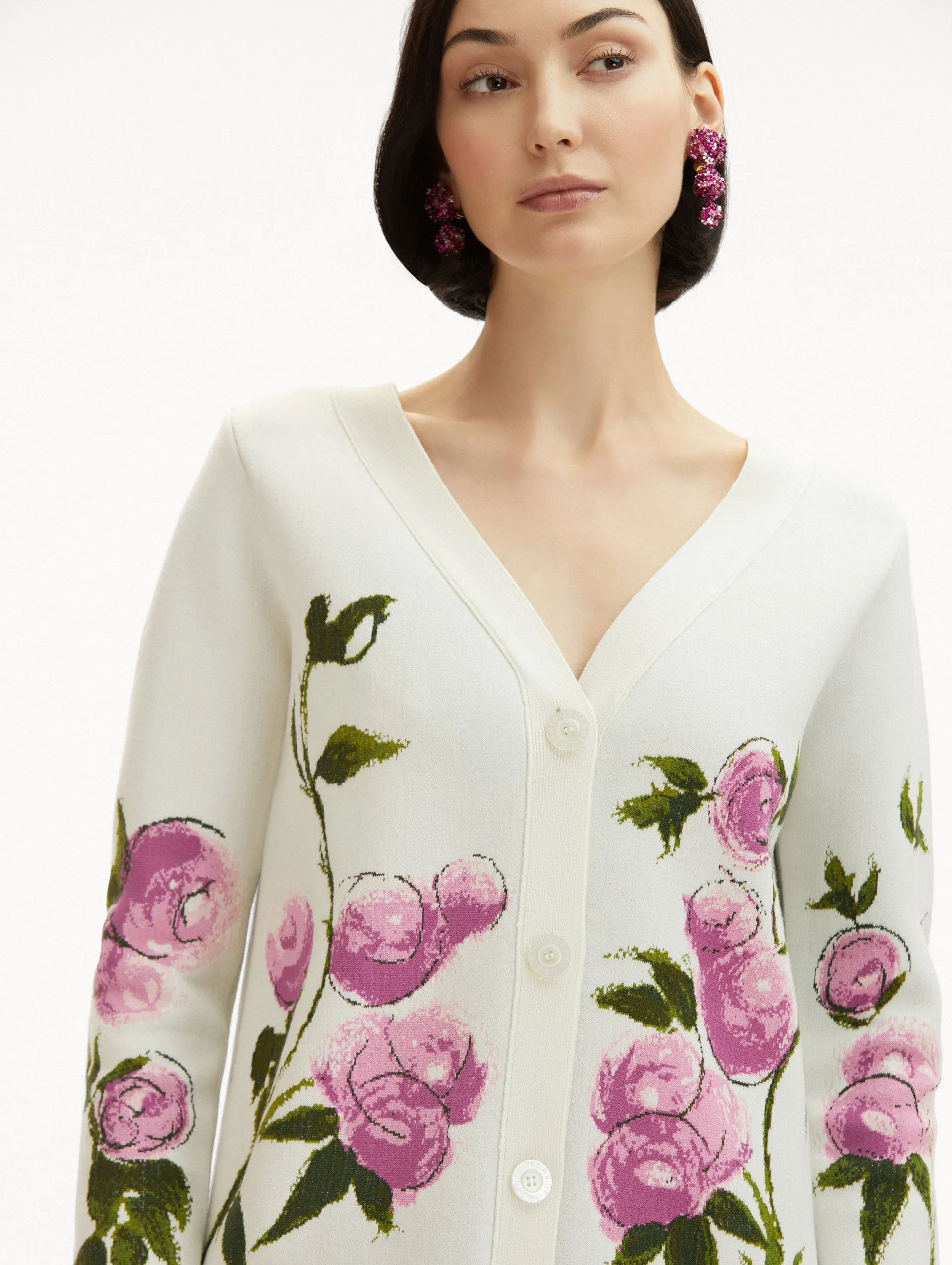 Painted Roses Jacquard Cardigan