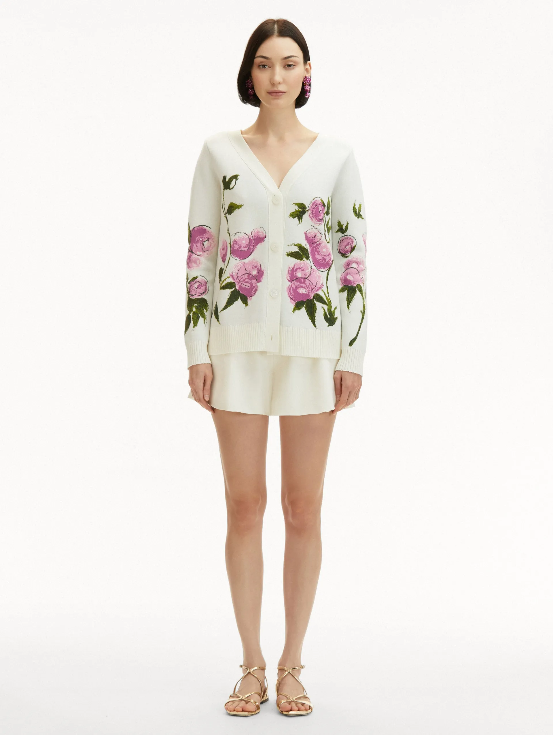 Painted Roses Jacquard Cardigan