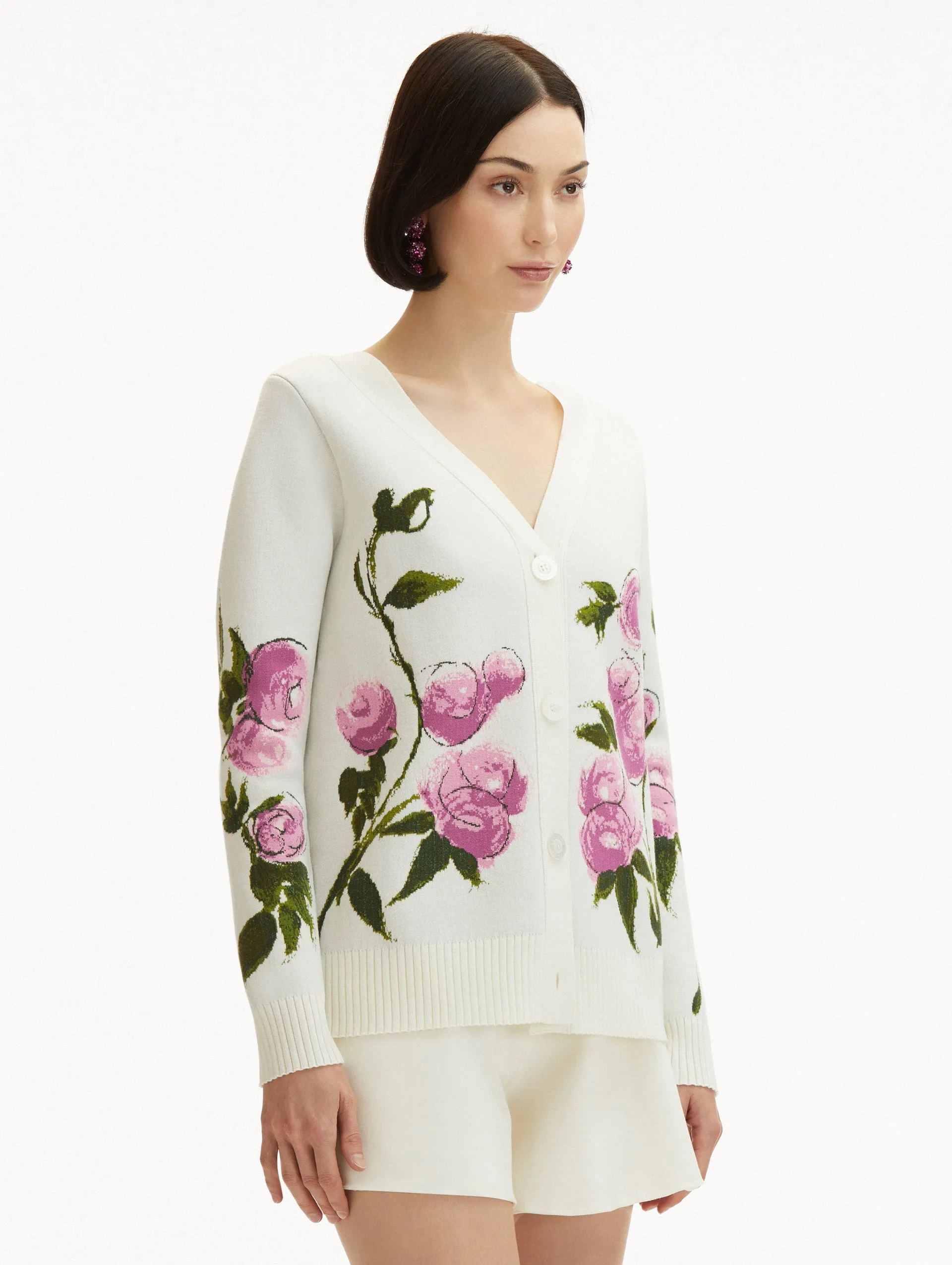 Painted Roses Jacquard Cardigan