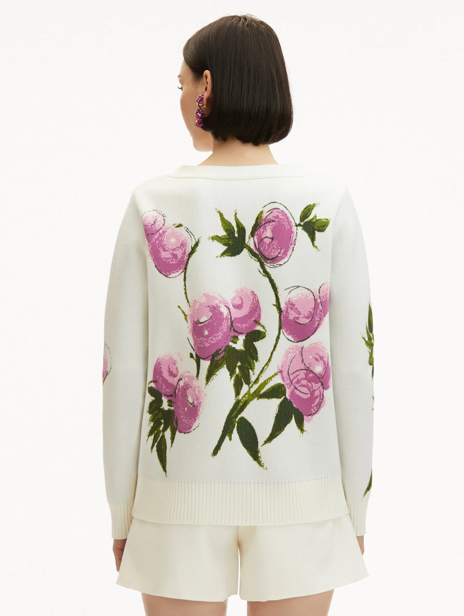 Painted Roses Jacquard Cardigan