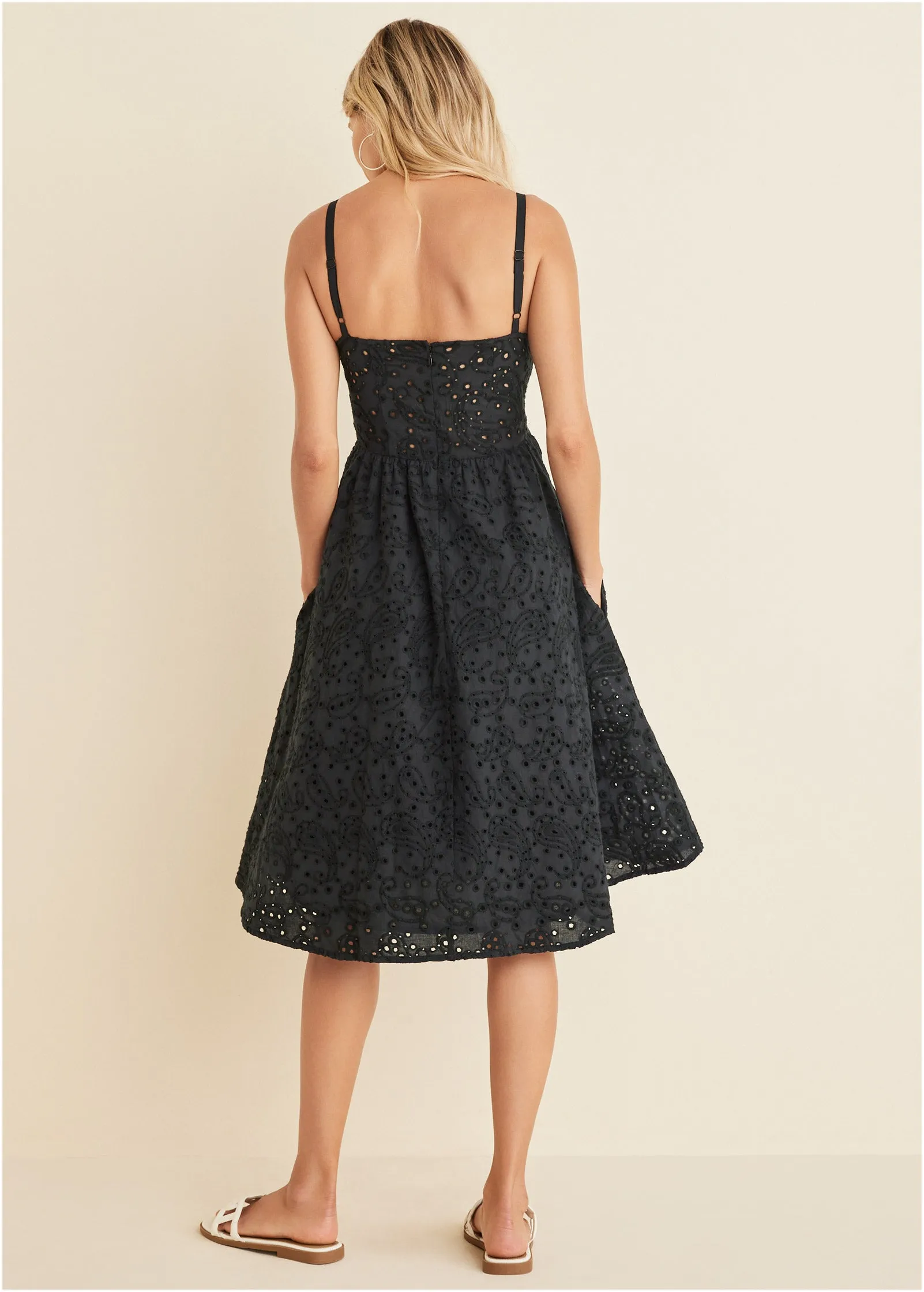 Paisley Eyelet Dress - Black