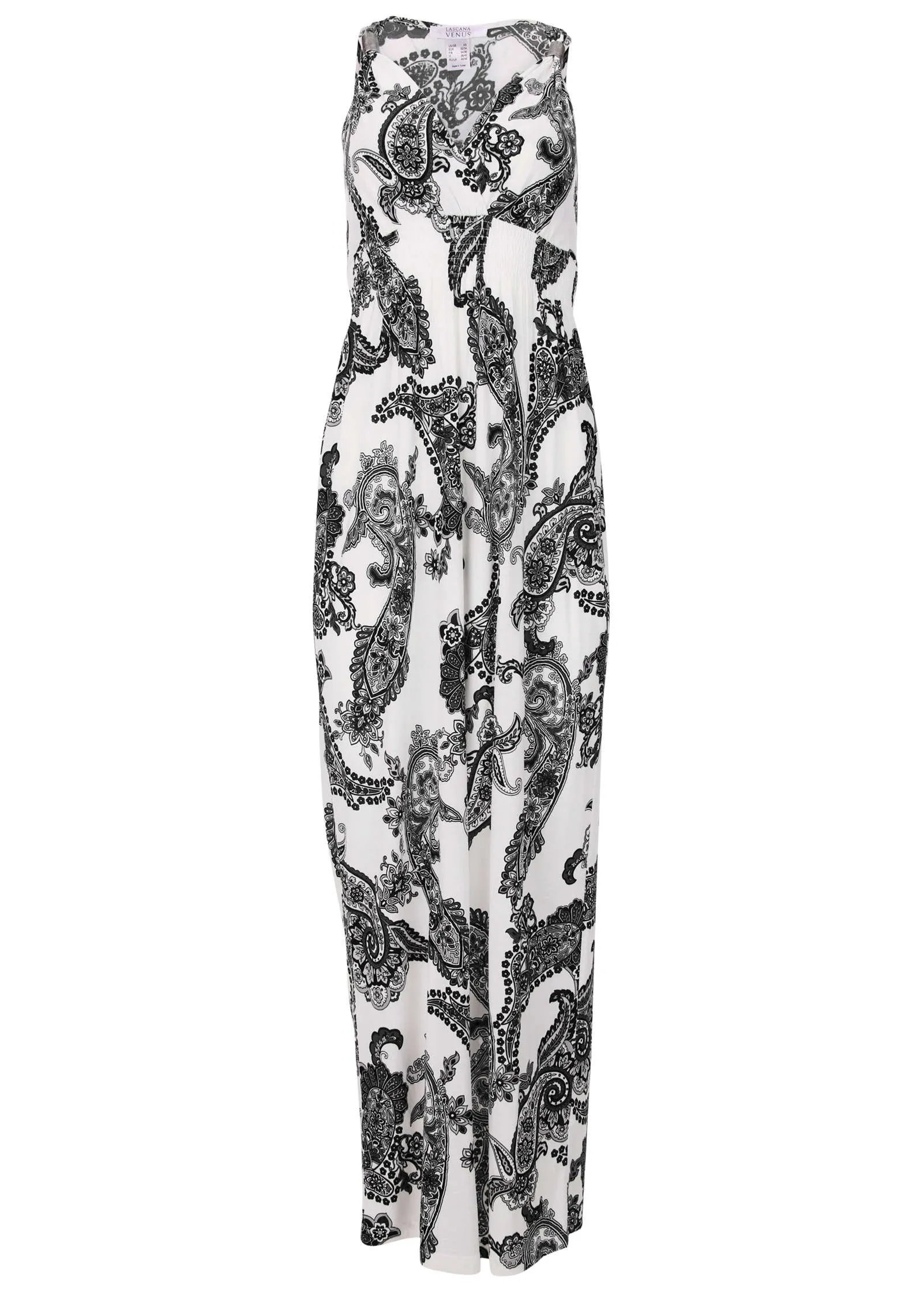 Paisley Print Maxi Dress - Black & White