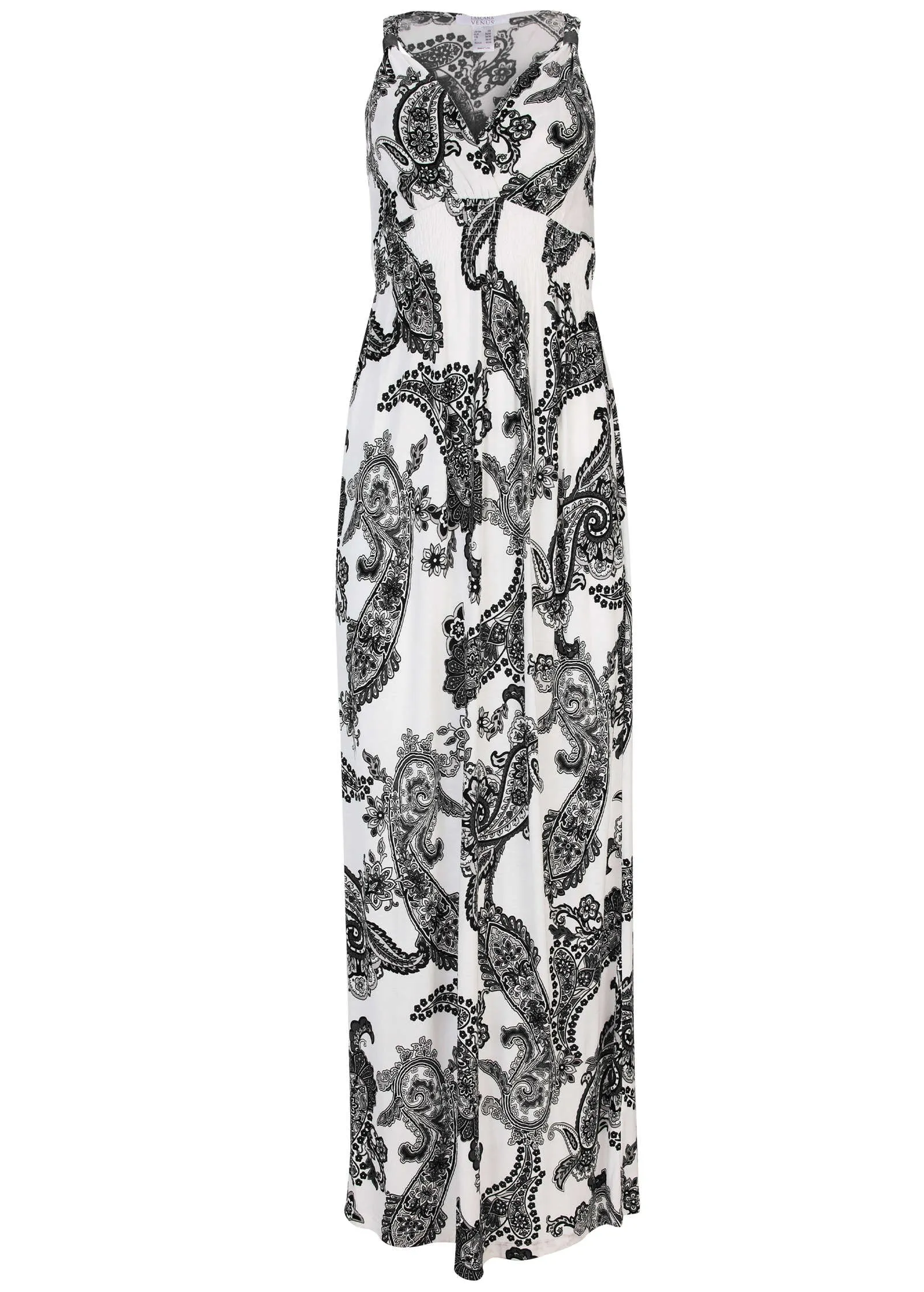 Paisley Print Maxi Dress - Black & White