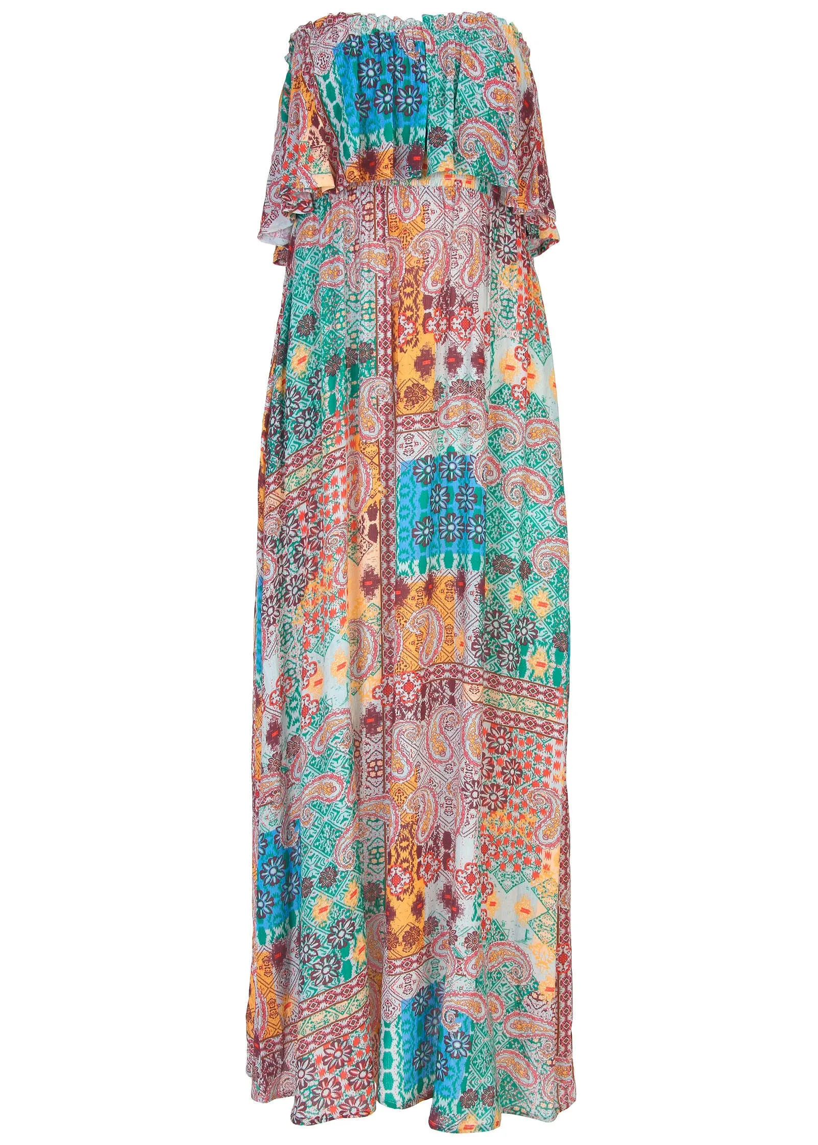 Paisley Print Maxi Dress - Blue & Orange