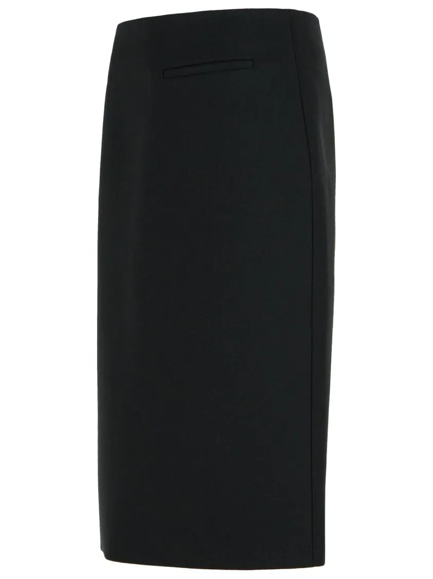 'Pencil' Black Wool Blend Skirt
