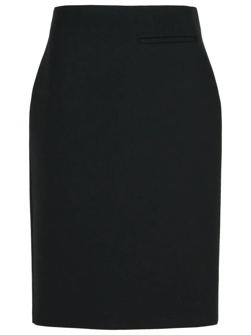 'Pencil' Black Wool Blend Skirt