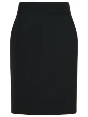 'Pencil' Black Wool Blend Skirt