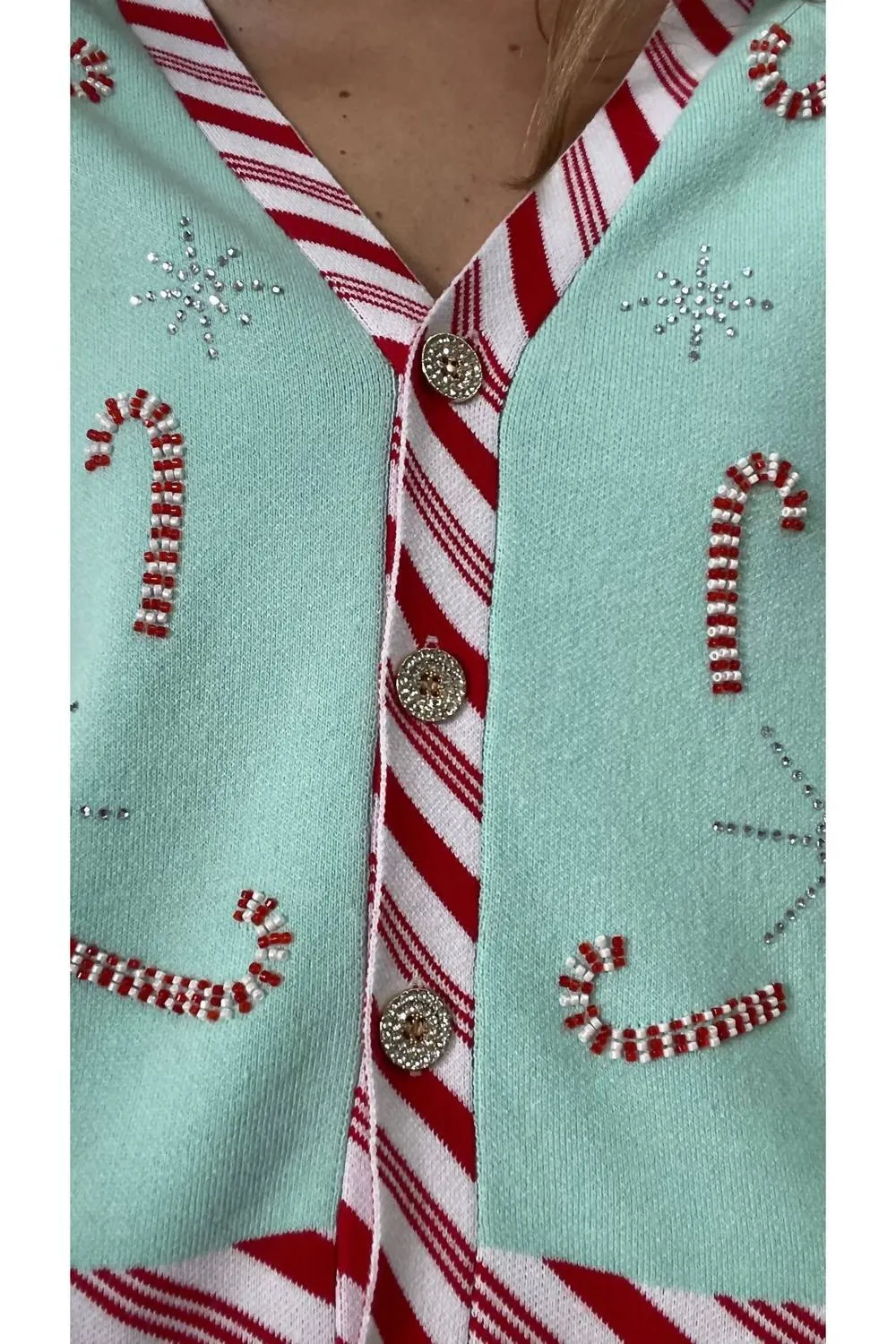 Peppermint Candy Cardigan In Green