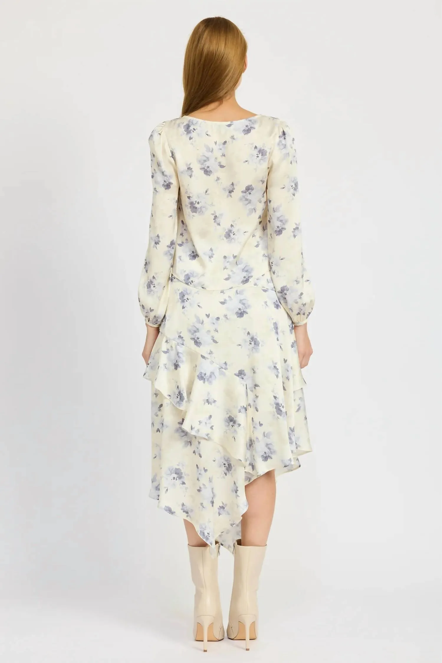 Petra Midi Skirt In Ivory Blue Gray