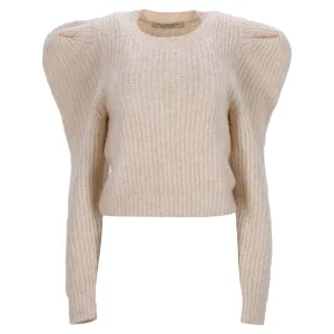 Philosophy di Lorenzo Serafini Ribbed Knit Cropped Pullover In Cream Acrylic
