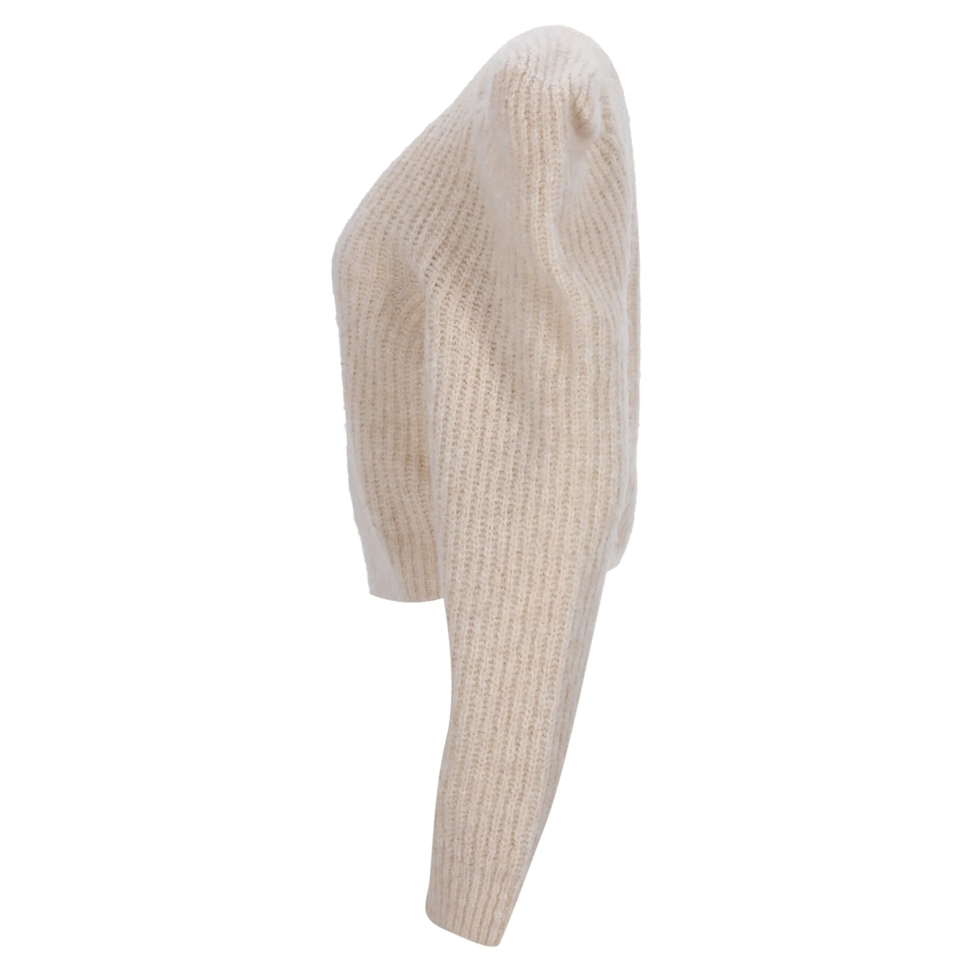 Philosophy di Lorenzo Serafini Ribbed Knit Cropped Pullover In Cream Acrylic