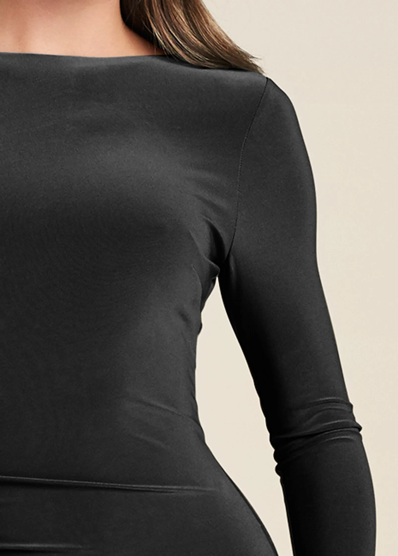 Plunging Back Long Dress - Black