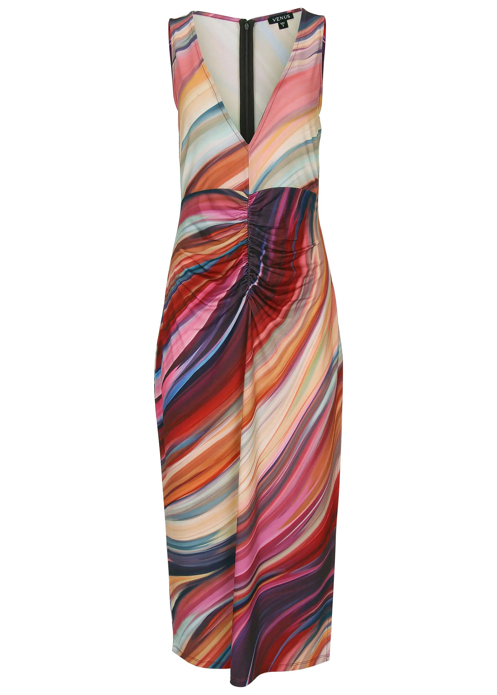 Plunging Maxi Dress  - Dark Rainbow