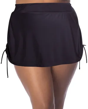 Plus Size Adjustable Sides Swim Skirt In Black