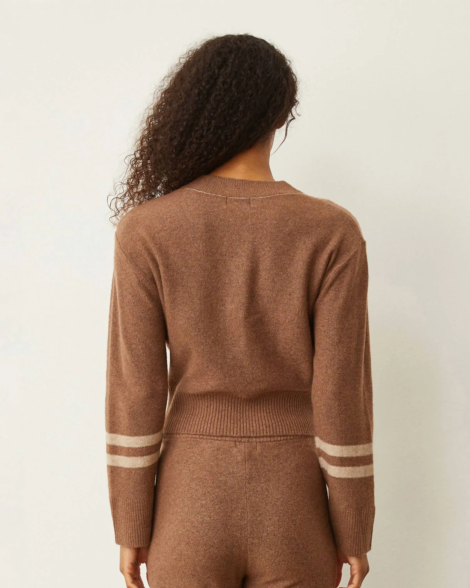 Plush Stripe Sweater In Latte
