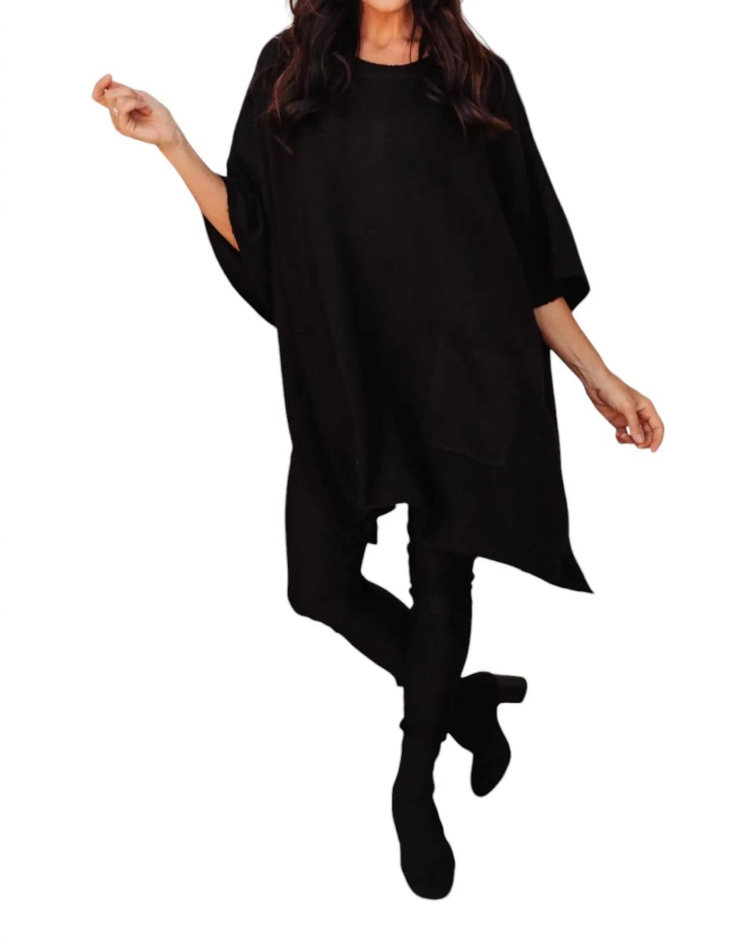 Pocket Poncho In Black