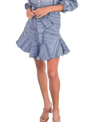 Prairie Mini Skirt In Blue Floral Jacquard