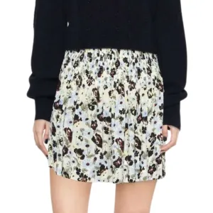Printed Crepe Smock Mini Skirt In Meadow Egret