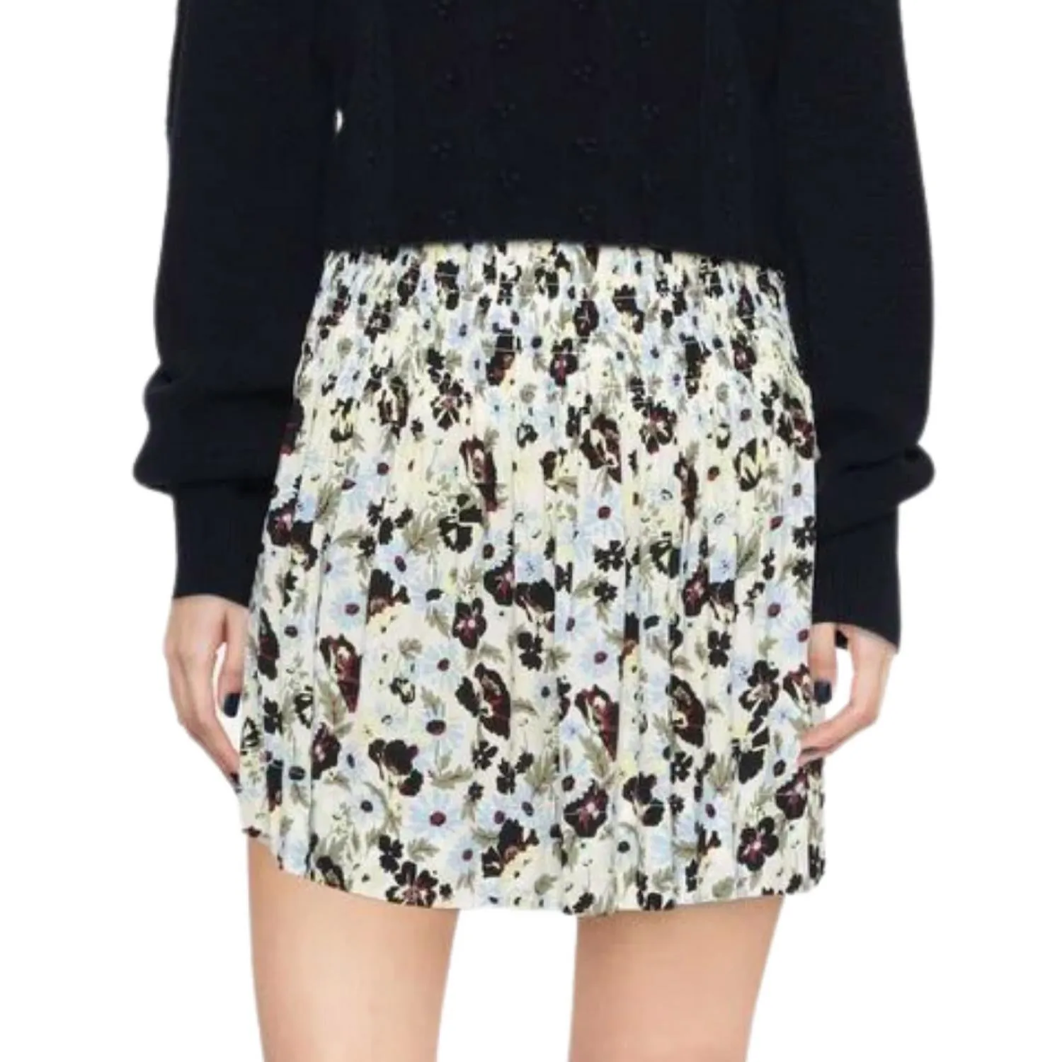 Printed Crepe Smock Mini Skirt In Meadow Egret